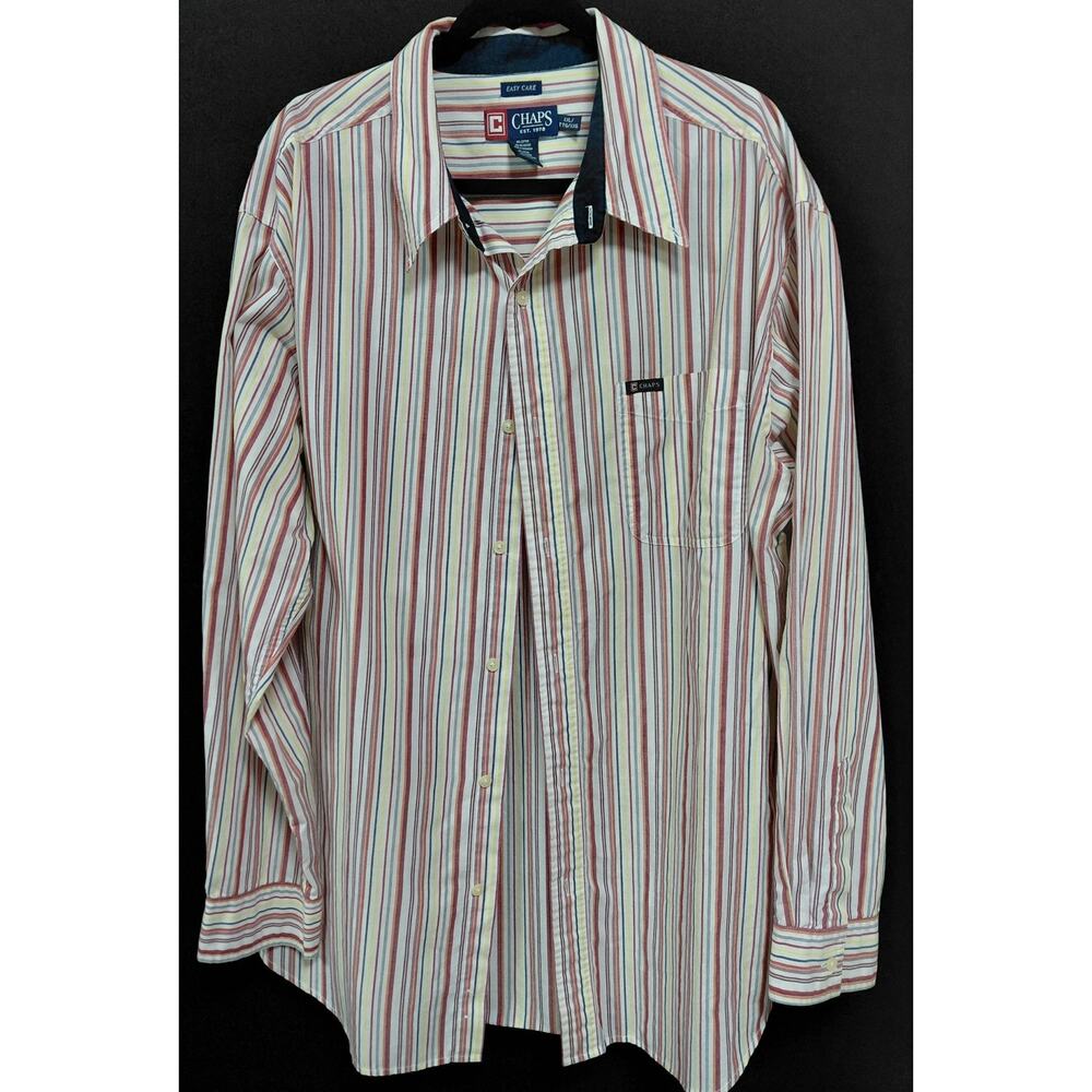 LR9 Chaps EST.1978  Striped Long Sleeve Shirt Woven Collared Men Size XXL
